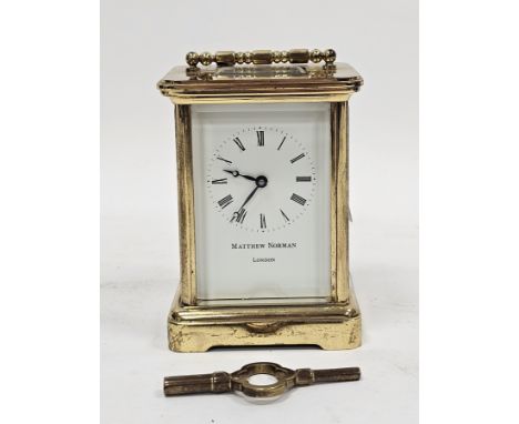 20th century brass carriage clock, the dial inscribed Matthew Norman London, approx 12.5cm high