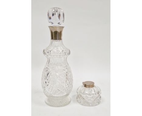 Edward VII silver and cut glass decanter with stopper, Birmingham 1908, John Grinsell &amp; Sons, of baluster form, 32cm high