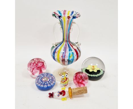Collection of paperweights and other items&nbsp;including a Perthshire (Crieff) millefiori close packed weight, a Caithness S
