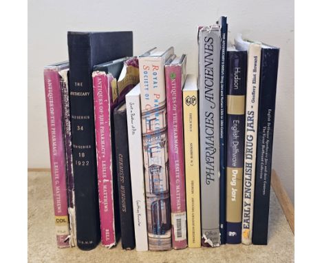 Various books on the subject of Chemists and Druggists and to include "English Delftware Apothecary Jars and Their Contents F