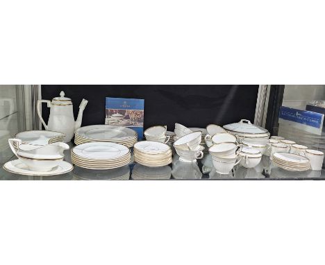 Royal Worcester bone china Viceroy pattern white and gilt part dinner service&nbsp;with six settings, printed black marks, co