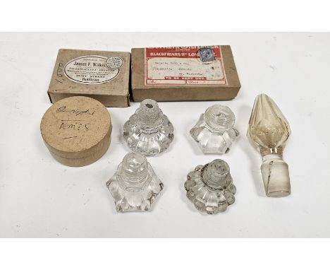 Collection of chemist's and pharmaceutical items dating from the early 20th century onwards, including packaging, labels, gla