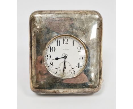 George V 'goliath' travelling pocket watch and case by Wilson &amp; Sharp, the 8-day white metal cased pocket watch with Arab