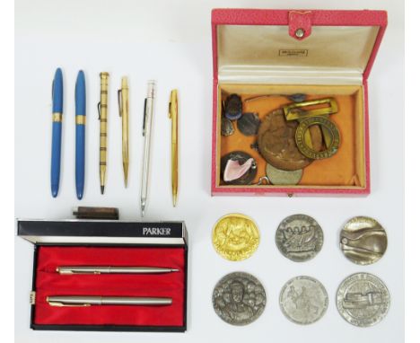 Collection of medals including a white metal and blue enamelled HRH Princess Christians trained nurses badge, three commemora