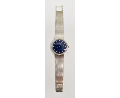 18ct gold Universal Geneve Golden Shadow automatic wristwatch, the blue dial with painted depictions of the night sky, diamon