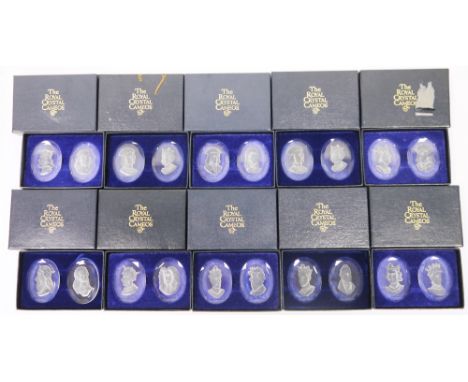 Collection of 48 Danbury Mint 'The Royal Crystal Cameos', each cameo depicting a Royal bust from William I to Elizabeth II, 4