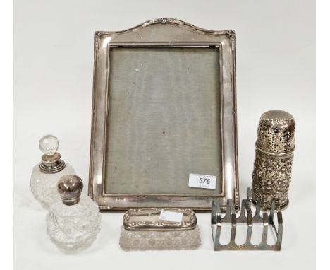 Collection of silver items including a Victorian silver sugar shaker, London 1889, Horace Woodward &amp; Co, of cylindrical f