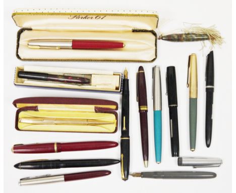 Collection of pens&nbsp;including a Waterman 2A fountain pen, a Parker 50 fountain pen with 14K nib, a Queensway fountain pen