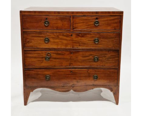 Early 19th century chest of drawers,&nbsp;the rectangular caddy top with ebonised rim over two short and three long graduated