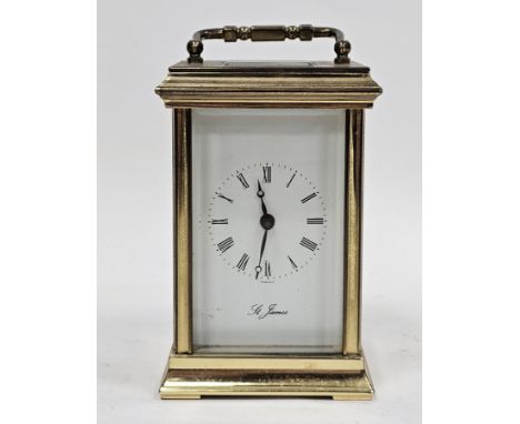 20th century brass carriage clock, the dial inscribed St James with seven jewel movement approx 12cm high
