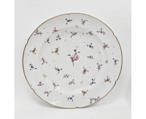 Niderviller porcelain charger, late 18th century, painted blue crowned interlaced C marks/No.61 in manganese, painted with a 