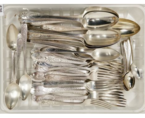Victorian matched set of silver flatware, hallmarks for Dublin between 1889 and1898 plus London  between 1896 and 1901, maker