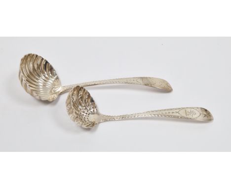 Edward VII Irish silver sifting spoon, Dublin 1909, maker J.S and Victorian Irish silver sugar spoon, Dublin 1893, West &amp;