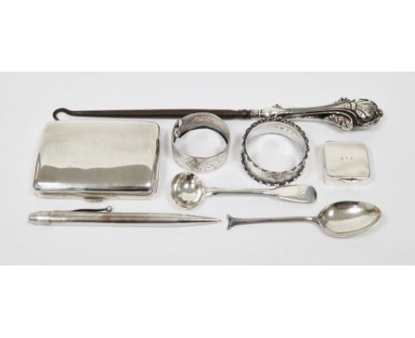 Victorian silver cigarette case, Birmingham 1895, Turner Brothers, of plain curved form with gilt lined interior, 8.5cm long,