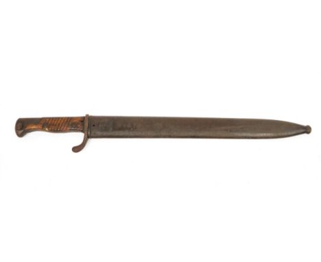 WW1 Imperial German Mauser butcher bayonet with wooden grip, complete with scabbard, total length 51.5cm longCondition Report