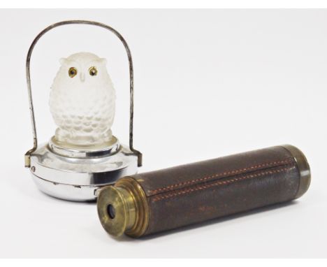 1930's Pifco child's nightlight in the form of a moulded glass owl on a chrome stand, 14cm high together with late 19th / ear