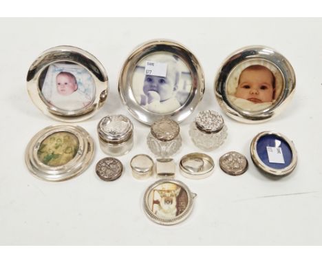 Four silver circular easel back photograph frames&nbsp;including two matching Sheffield 1983 and 1992, Carrs of Sheffield Lim
