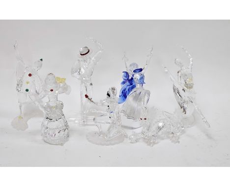 Seven Swarovski crystal glass figures including three Magic of Dance figures being Anna 627396 (2004 edition), Antonio 606441