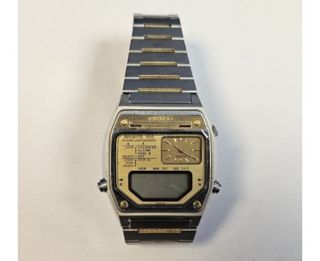 Seiko Sports 100 alarm chronograph stainless steel and gilt metal wristwatch, stamped to reverse 0D0882 and H239-505A&nbsp;