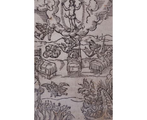 Adam Walasser, Ed. (d.1581) Woodcut plate Kunst wol zusterben, framed and glazed, 10.5cm x 7cm  Provenance: from the collecti
