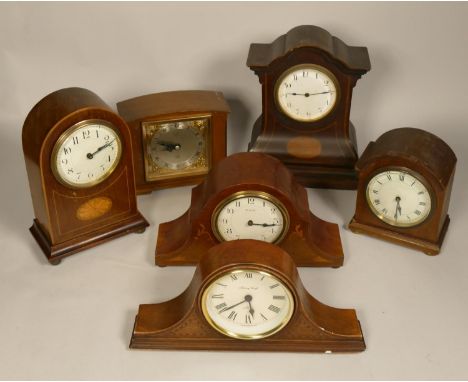 A collection of mahogany mantel clocks to include, Kemp Bros Union Street- Elliot Clock 