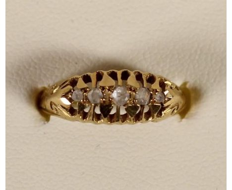 An 18ct gold and rose diamond 5 stone ring, Birmingham 1914, 3.2gm, P. 