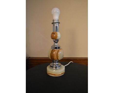 A vintage onyx and chrome table lamp base. H.48cm 