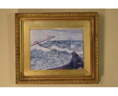 A gilt framed print of The Man at the Tiller by Theo Van Rysselberghe. H.54 W.62cm 