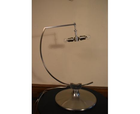 A contemporary chrome table lamp and shade. H.67 W.58cm 