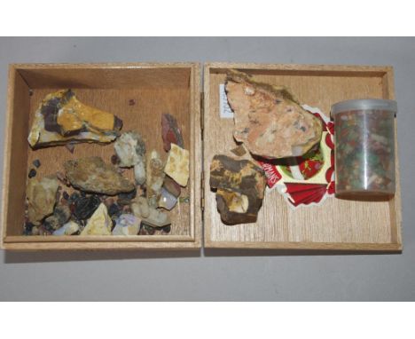 Collection opal mining pieces approximately 20 pieces, together with canister of small pieces of opal grit.