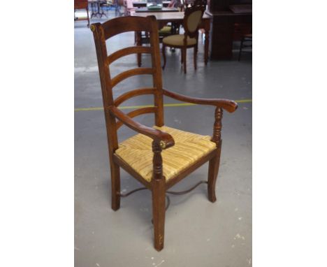 Oak rush seat ladder back chair