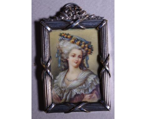Victorian framed portrait miniature of a lady 6.5cm X 4cm approx