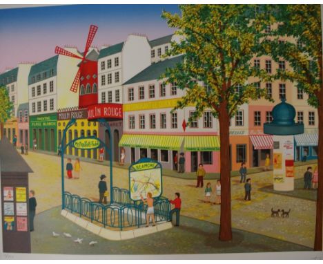 Fanch Ledan, 'Moulin Rouge' lithograph, limited edition 38/150, signed in pencil lower right, 50cm x 85cm approx.