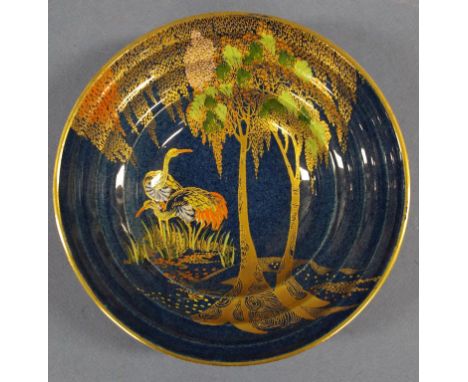 Carltonware bleu royale " new storks" lustre bowl diameter 18cm approx