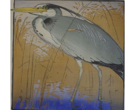 Allen William Seaby (British: 1867 - 1953) untitled water bird, limited edition colour woodblock print 97/100, signed in penc