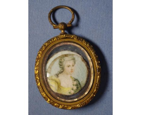 Antique hand painted portrait miniature 8.2cm x 5.1cm (frame)