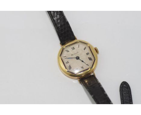 Vintage 18ct gold and enamel Harrods watch inscribed on back Iris May 28th -1914