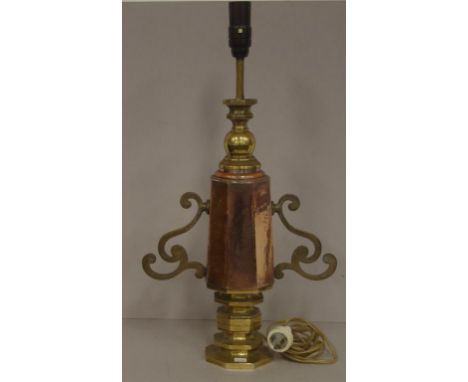 Arts and craft copper & brass electric table lamp H58cm approx