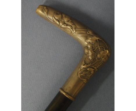 Sterling silver art nouveau cane walking stick L81cm approx
