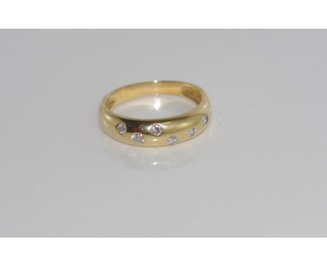 Yellow gold and diamond dress ring stamped 14K, weight: approx 2.5 grams, size:  M/6