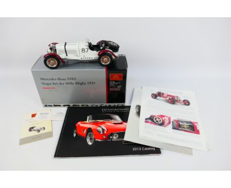 CMC - A boxed 1931 Mercedes Benz SSKL Mille Miglia in 1:18 scale # M-055. The car appears Mint in its original packaging with