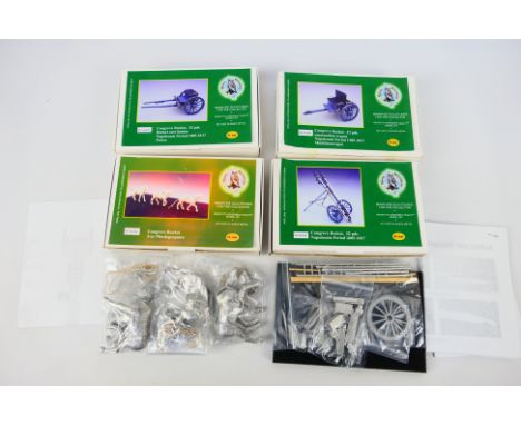 Muritz Miniatures - Four boxed 54mm white metal model kits forming Congreve Rocket Team. Lot consists of M-54-018 Congreve Ro