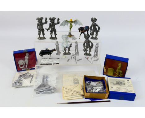 Hinchliffe - Others - Three boxed white metal military model kits with a quantity of unmade, part completed or broken white m