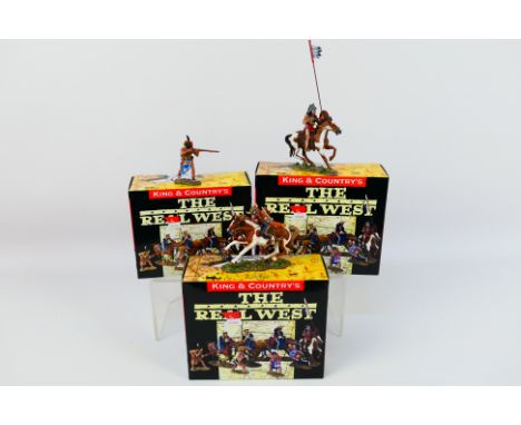 King and Country - Three boxed figures from the King and Country 'The Real West' series. Lot consists of TRW14 Mounted Warrio