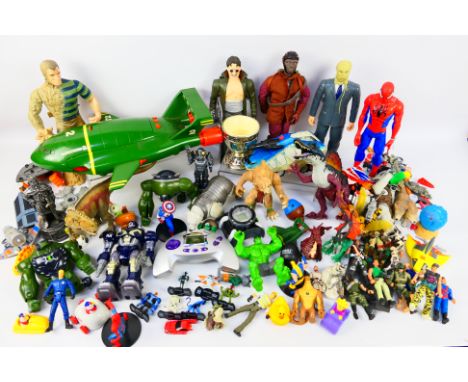 Matchbox - Mattel - Hasbro - Others - A mixed group of unboxed action figures and action figure accessories in various sizes.