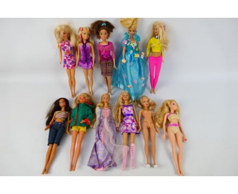 Mattel - Barbie - A group of 11 unboxed Barbie dolls. Lot includes Barbie Rainbow Wave; Barbie Rapunzel; Hip 2 Be Square Barb