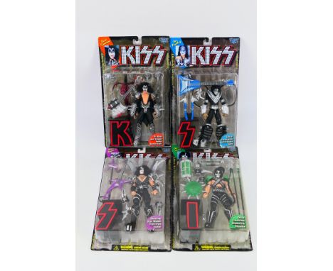 McFarlane Toys - Four carded 'KISS Ultra Action Figures' from McFarlane Toys. Lot consists of #50101 Gene Simmons; #50102 Ace