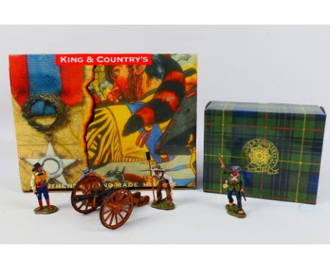 King and Country - Two boxed items from the King and Country 'Remember The Alamo' series. Lot consists of RTA 32 Texian Artil