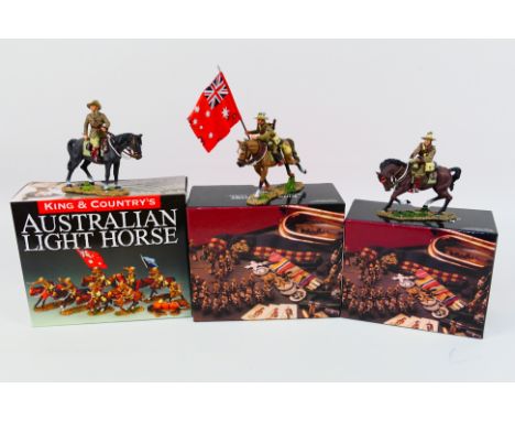 King and Country - Three boxed figures from the King and Country 'Australian Light Horse' series. Lot consists of AL29 Sir Ha