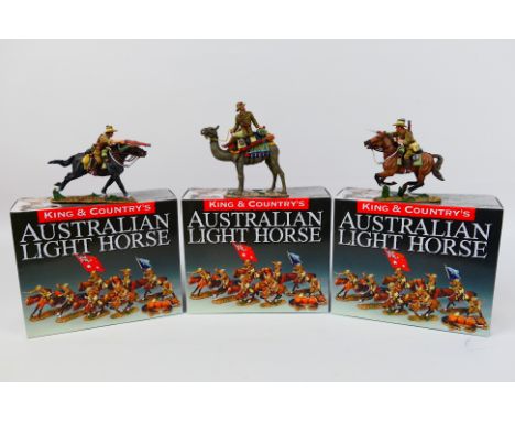 King and Country - Three boxed figures from the King and Country 'Australian Light Horse' series. Lot consists of AL39 The Ch